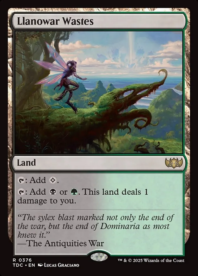 2025 Tarkir: Dragonstorm Commander Llanowar Wastes #376 rare card image