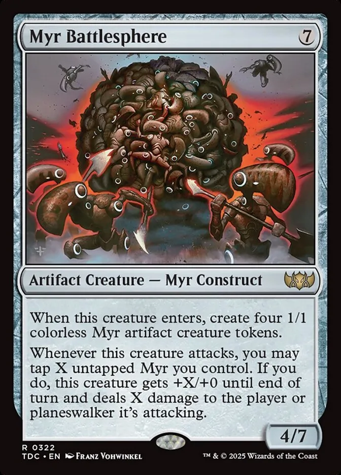 2025 Tarkir: Dragonstorm Commander Myr Battlesphere #322 rare card image