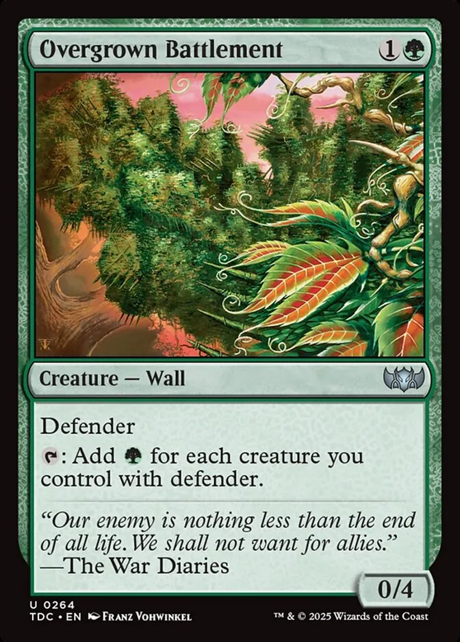 2025 Tarkir: Dragonstorm Commander Overgrown Battlement #264 uncommon card image