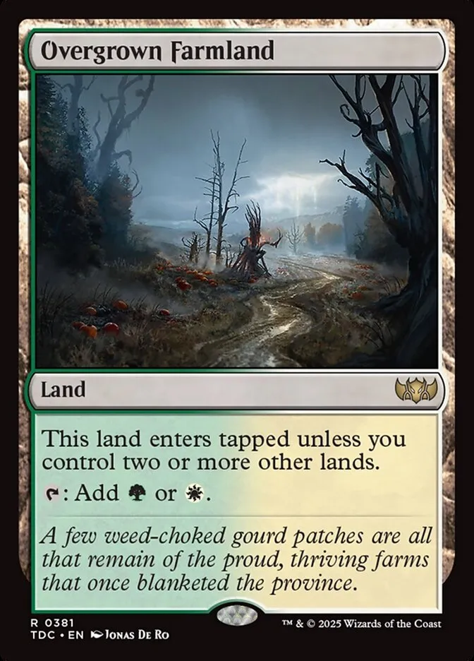 2025 Tarkir: Dragonstorm Commander Overgrown Farmland #381 rare card image