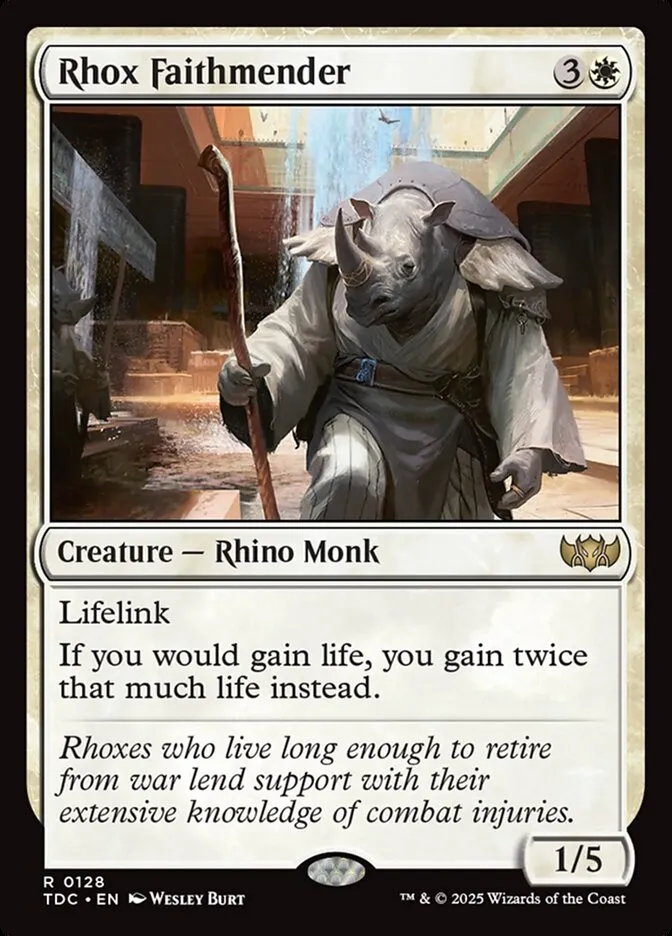 2025 Tarkir: Dragonstorm Commander Rhox Faithmender #128 rare card image