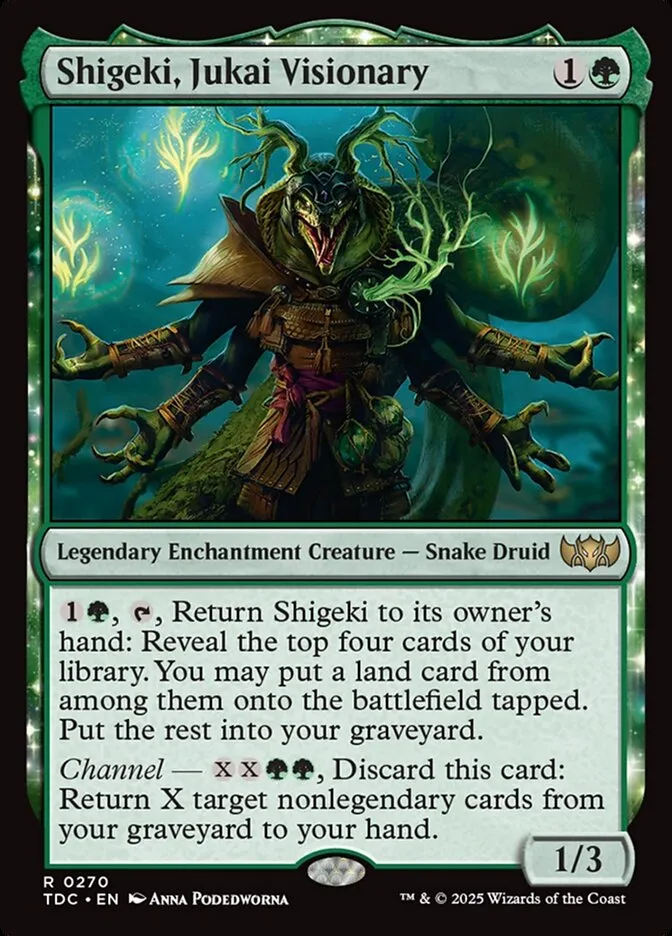 2025 Tarkir: Dragonstorm Commander Shigeki, Jukai Visionary #270 rare card image
