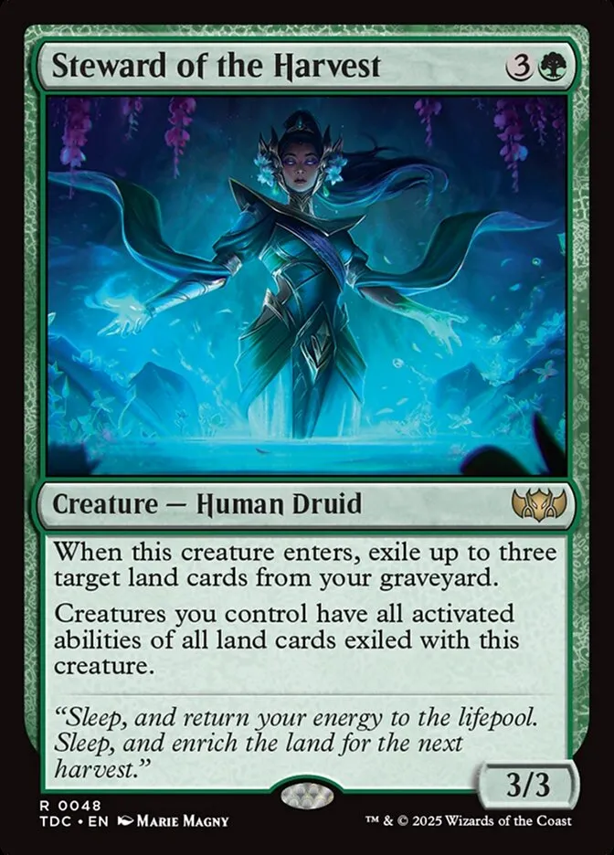 2025 Tarkir: Dragonstorm Commander Steward of the Harvest #48 rare card image