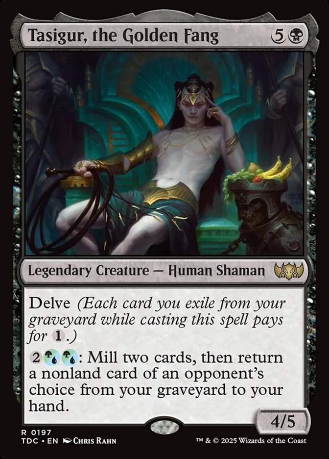 2025 Tarkir: Dragonstorm Commander Tasigur, the Golden Fang #197 rare card image