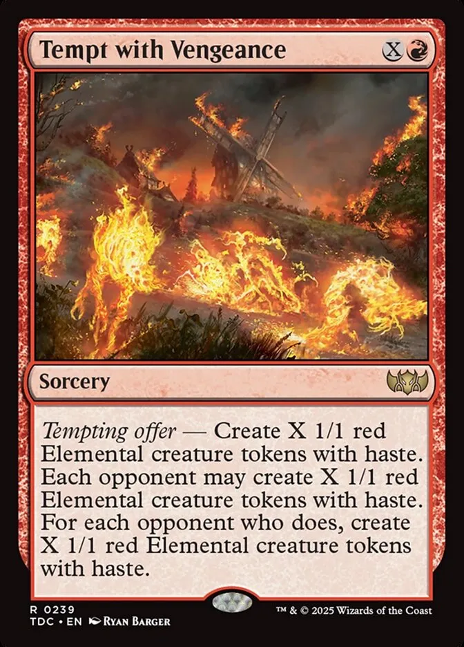 2025 Tarkir: Dragonstorm Commander Tempt with Vengeance #239 rare card image