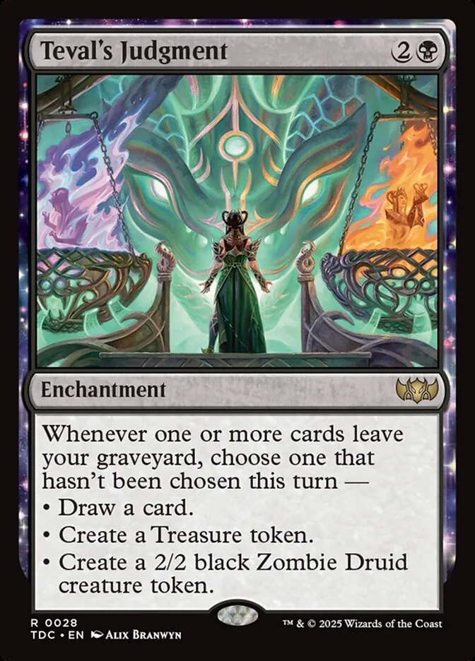 2025 Tarkir: Dragonstorm Commander Teval's Judgment rare #28 rare card image