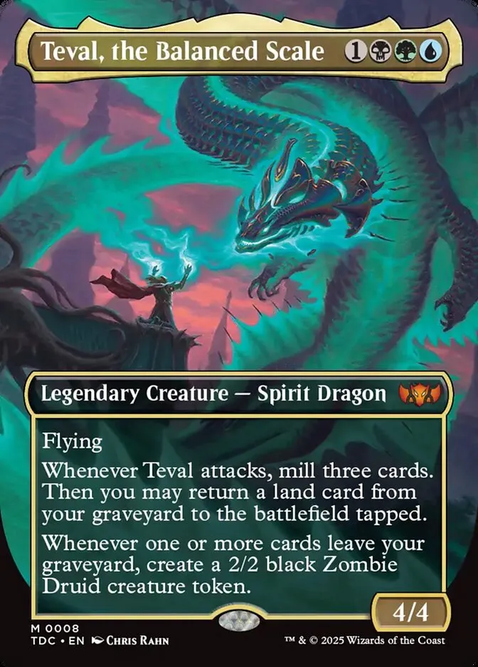 2025 Tarkir: Dragonstorm Commander Teval, the Balanced Scale [Borderless] mythic #8 mythic card image