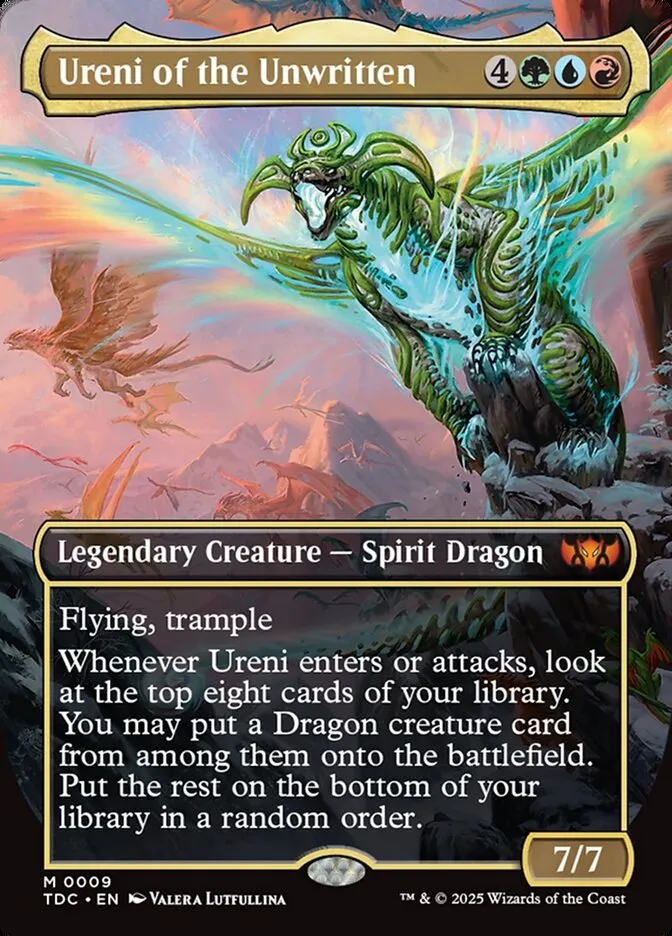 2025 Tarkir: Dragonstorm Commander Ureni of the Unwritten [Borderless] mythic #9 mythic card image