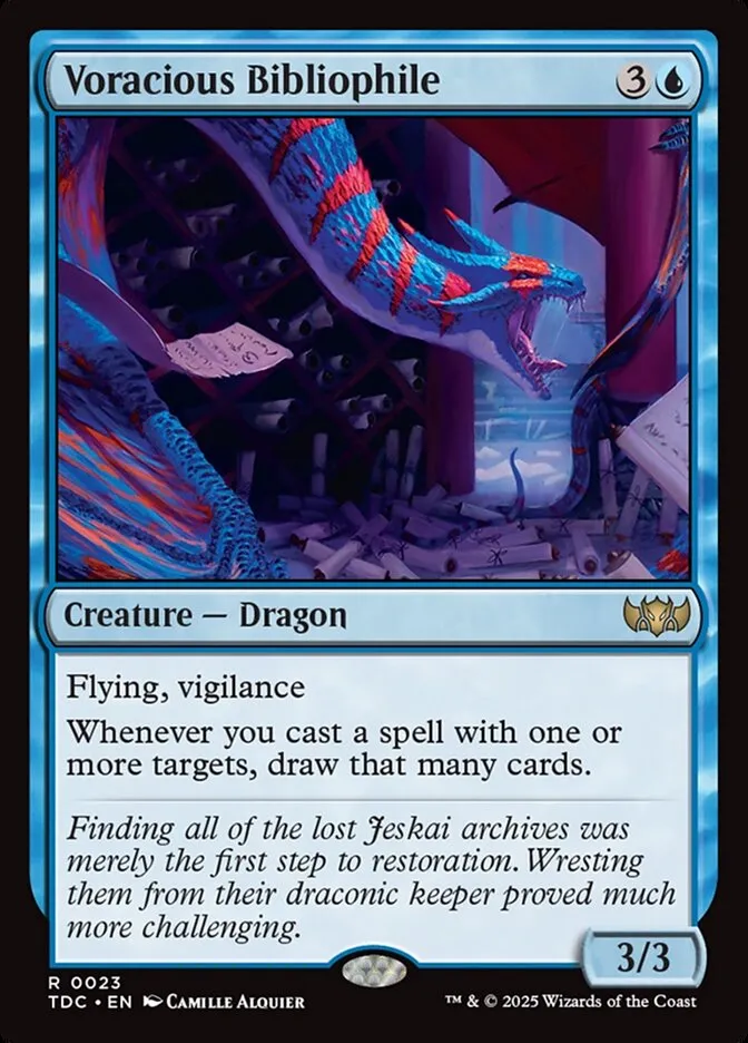 2025 Tarkir: Dragonstorm Commander Voracious Bibliophile rare #23 rare card image