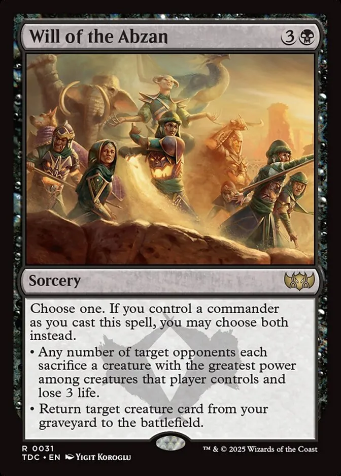 2025 Tarkir: Dragonstorm Commander Will of the Abzan #31 rare card image