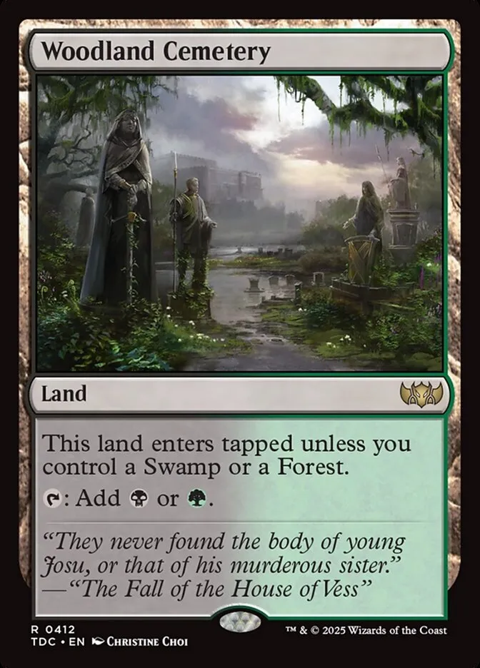 2025 Tarkir: Dragonstorm Commander Woodland Cemetery #412 rare card image