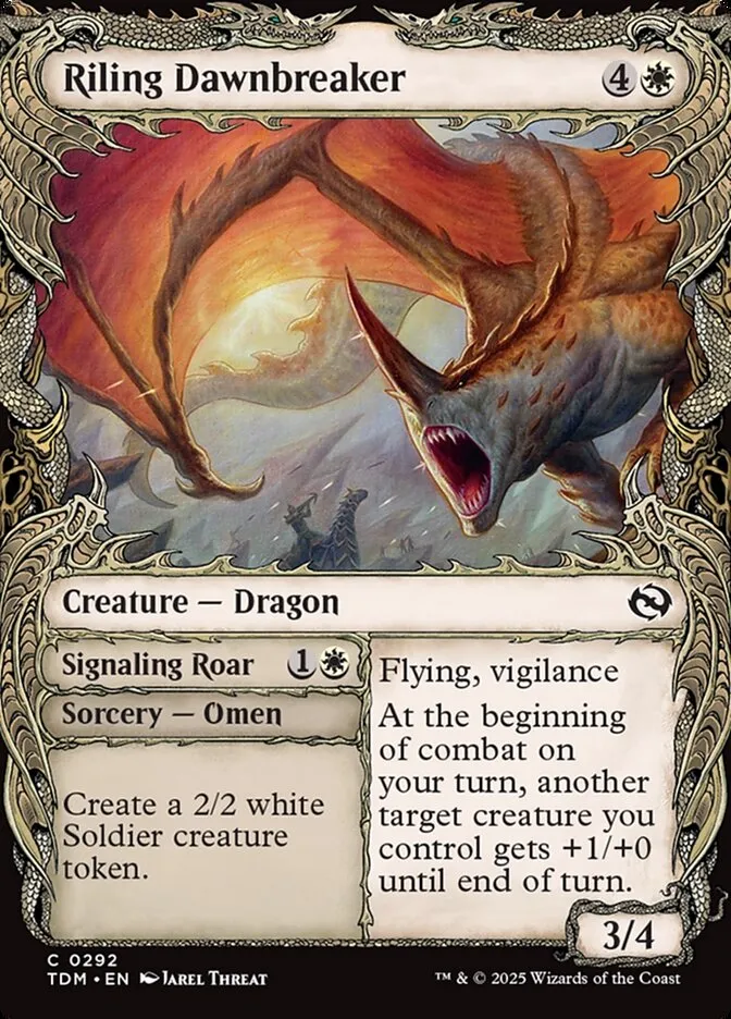 2025 Tarkir: Dragonstorm Riling Dawnbreaker // Signaling Roar [Showcase] common #292 common card image