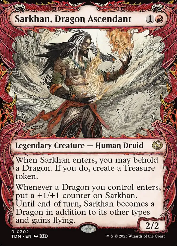 2025 Tarkir: Dragonstorm Sarkhan, Dragon Ascendant [Showcase] rare #302 rare card image