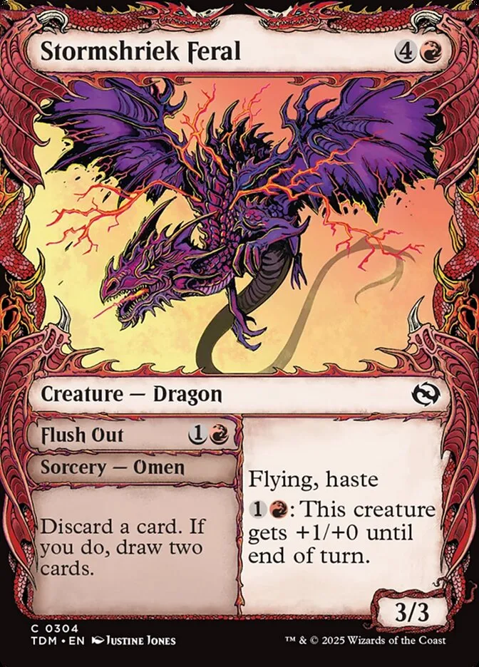 2025 Tarkir: Dragonstorm Stormshriek Feral // Flush Out [Showcase] common #304 common card image