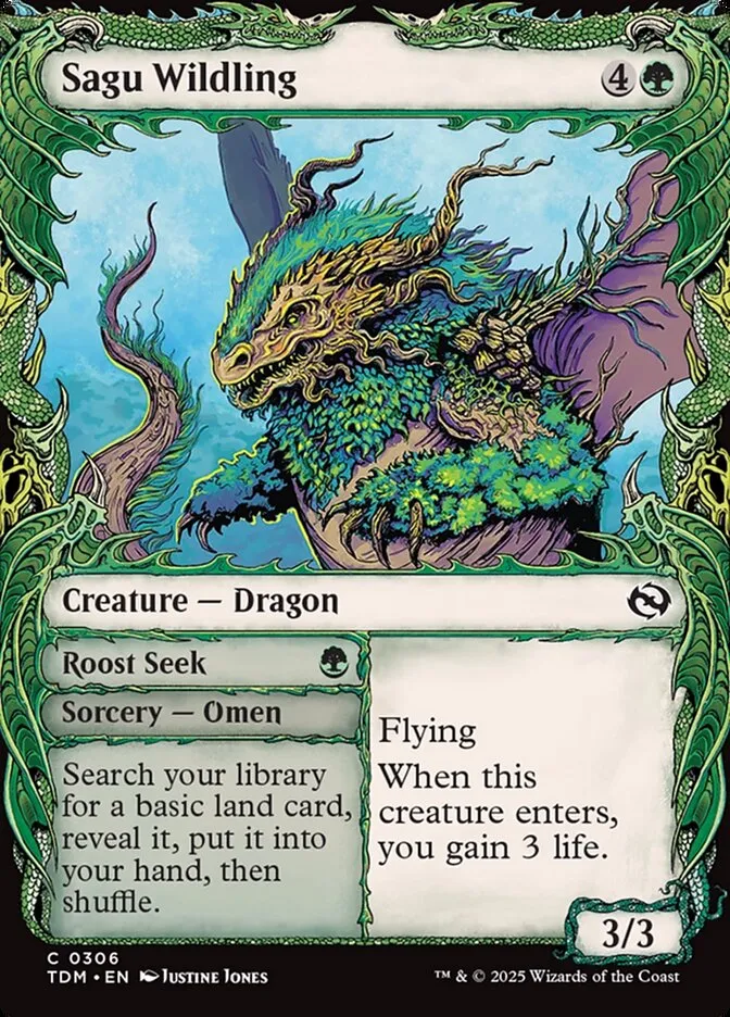 2025 Tarkir: Dragonstorm Sagu Wildling // Roost Seek [Showcase] common #306 common card image