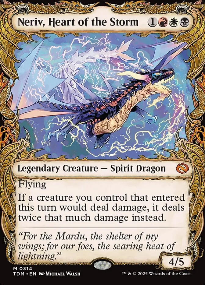 2025 Tarkir: Dragonstorm Neriv, Heart of the Storm [Showcase] mythic #314 mythic card image