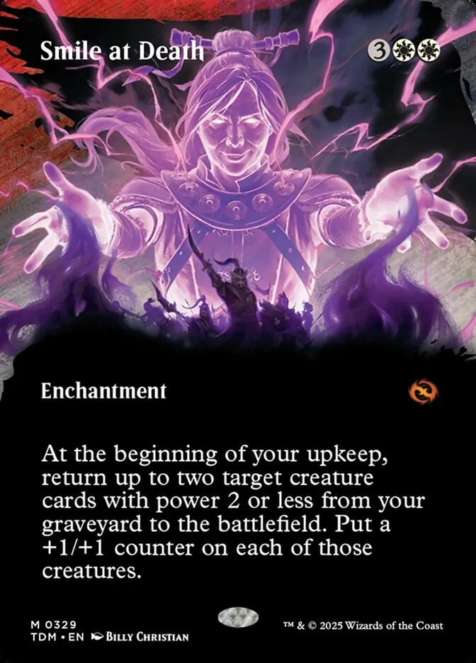 2025 Tarkir: Dragonstorm Smile at Death [Borderless] mythic #329 mythic card image