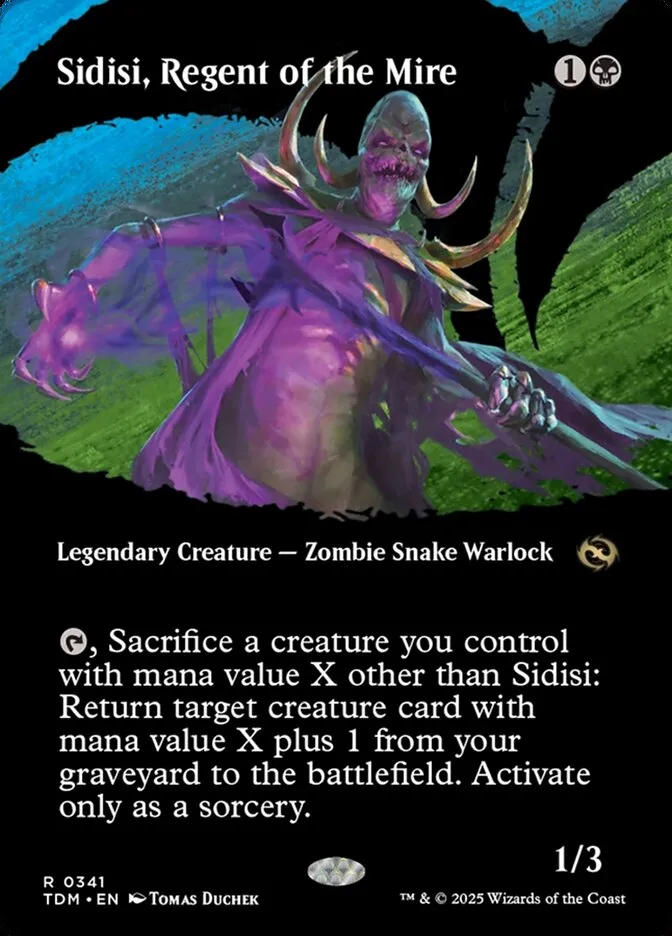2025 Tarkir: Dragonstorm Sidisi, Regent of the Mire [Borderless] rare #341 rare card image