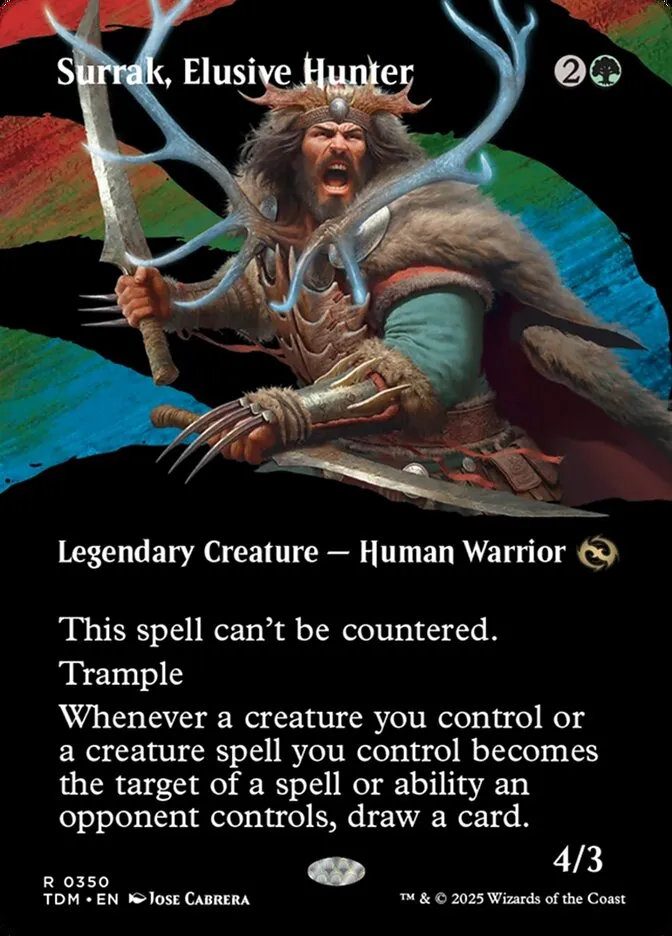 2025 Tarkir: Dragonstorm Surrak, Elusive Hunter [Borderless] rare #350 rare card image