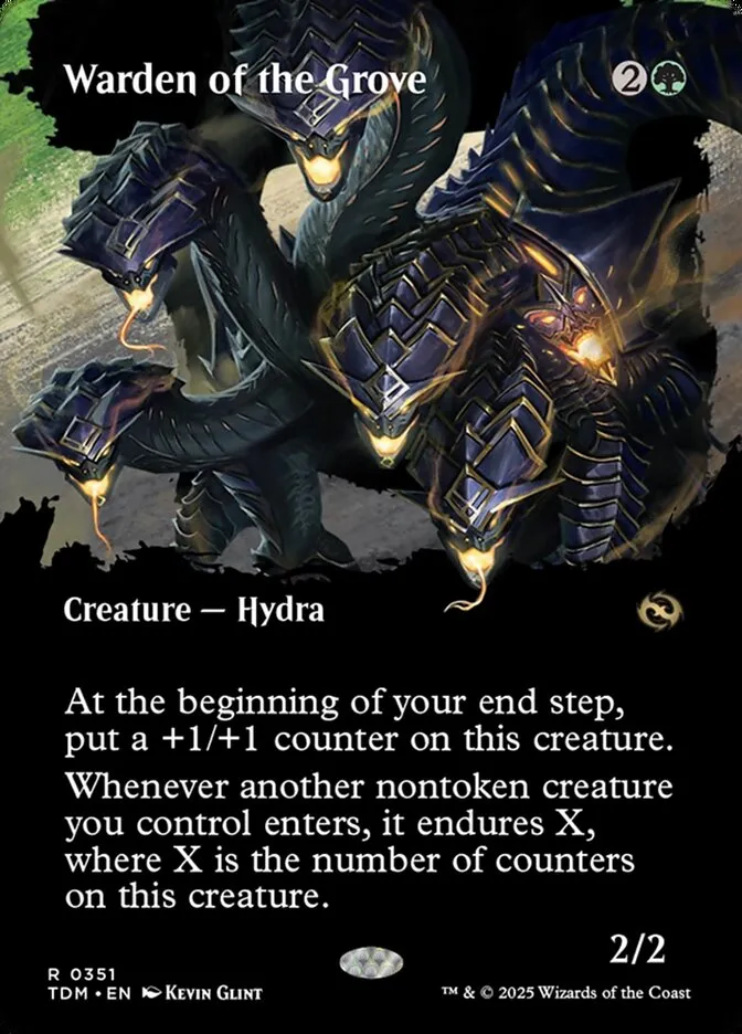 2025 Tarkir: Dragonstorm Warden of the Grove [Borderless] rare #351 rare card image