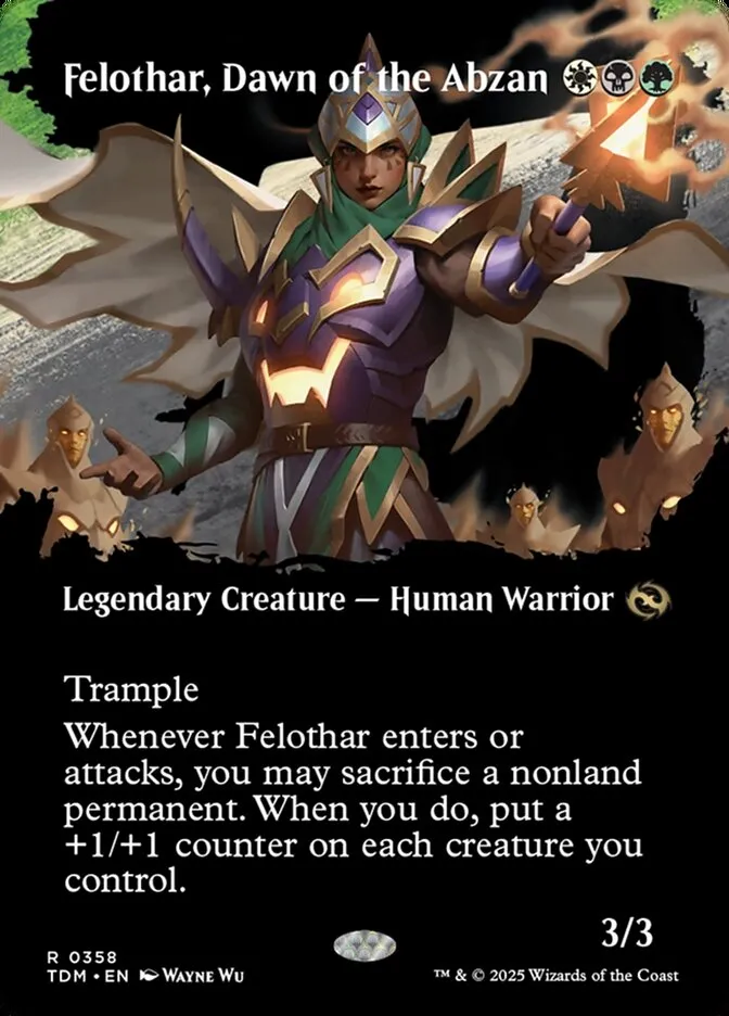 2025 Tarkir: Dragonstorm Felothar, Dawn of the Abzan [Borderless] rare #358 rare card image