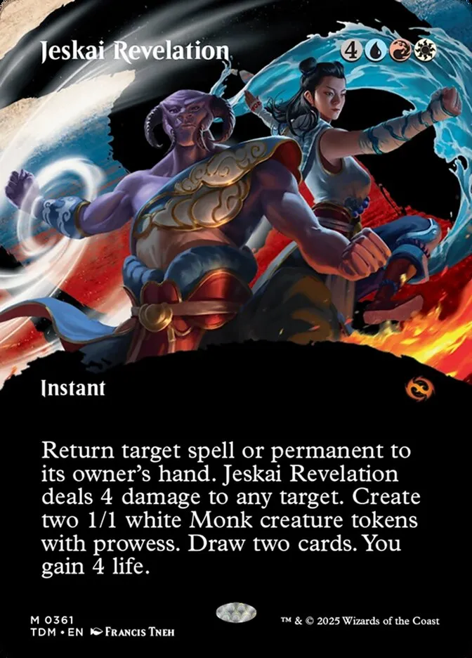 2025 Tarkir: Dragonstorm Jeskai Revelation [Borderless] mythic #361 mythic card image