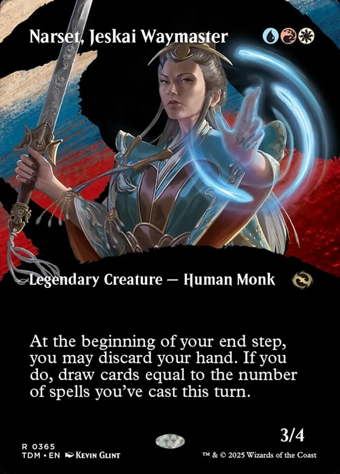 2025 Tarkir: Dragonstorm Narset, Jeskai Waymaster [Borderless] rare #365 rare card image
