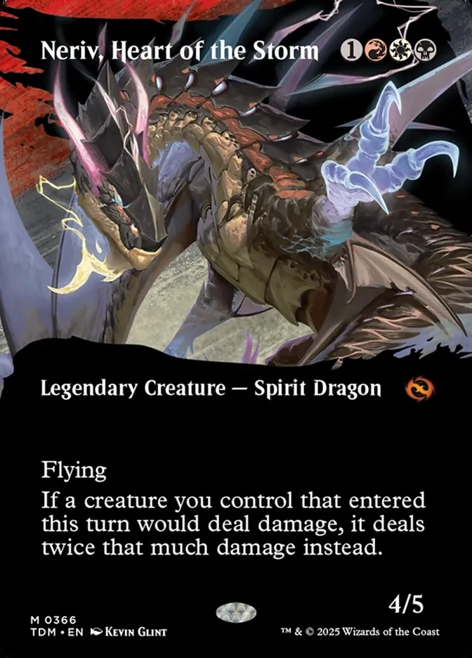 2025 Tarkir: Dragonstorm Neriv, Heart of the Storm [Borderless] mythic #366 mythic card image