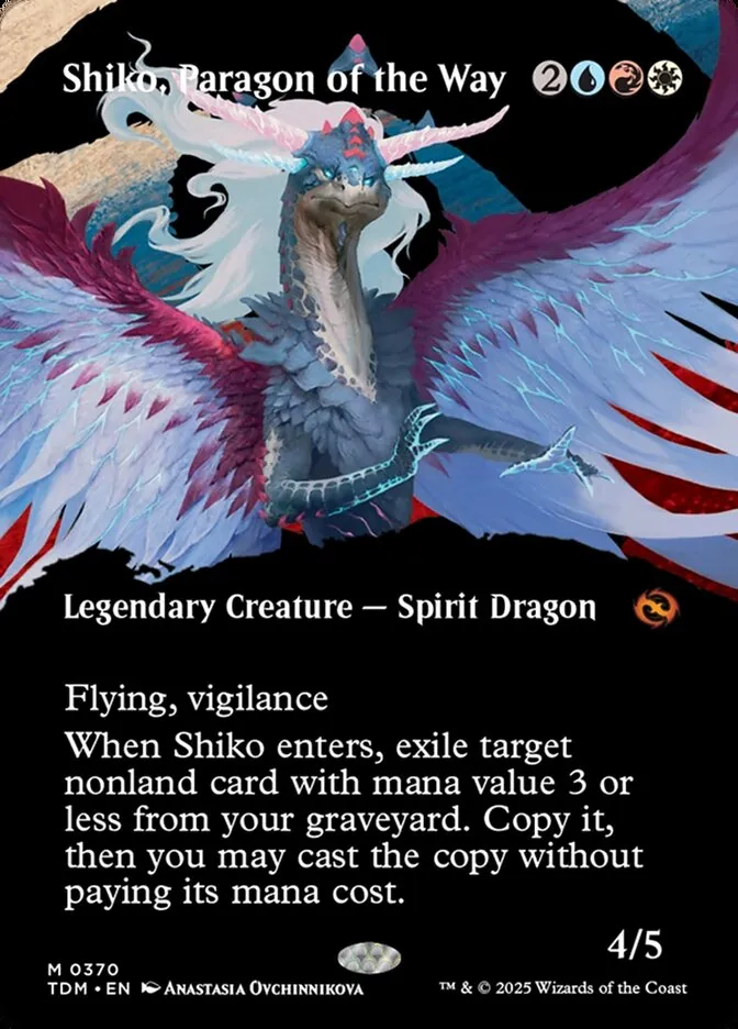 2025 Tarkir: Dragonstorm Shiko, Paragon of the Way [Borderless] mythic #370 mythic card image