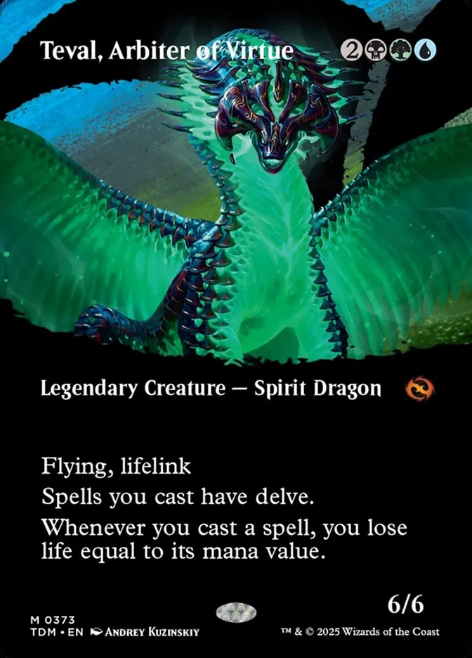 2025 Tarkir: Dragonstorm Teval, Arbiter of Virtue [Borderless] mythic #373 mythic card image