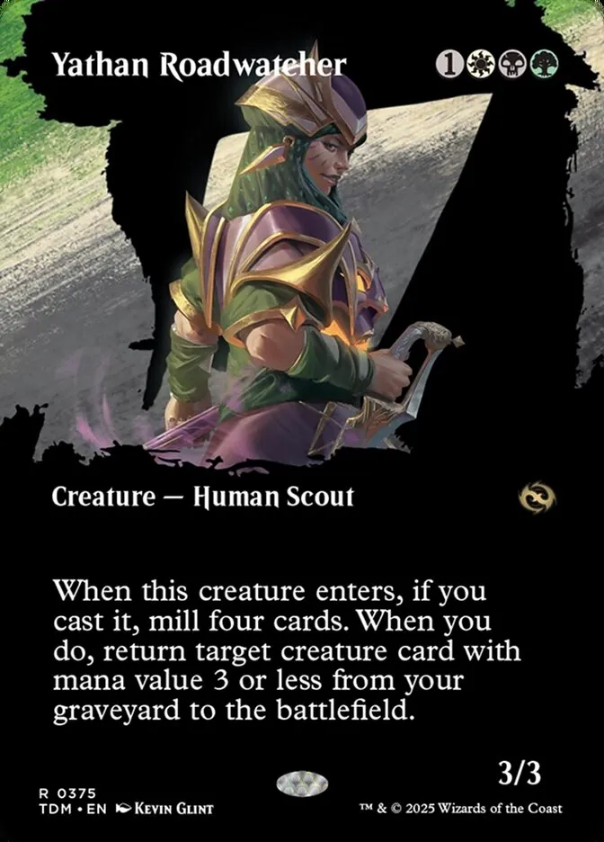 2025 Tarkir: Dragonstorm Yathan Roadwatcher [Borderless] rare #375 rare card image