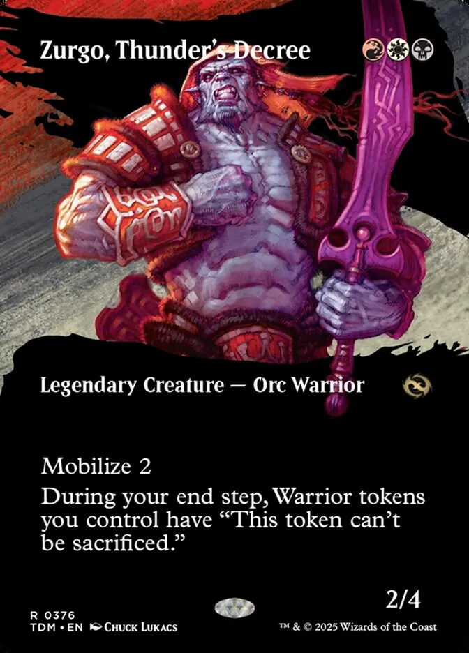 2025 Tarkir: Dragonstorm Zurgo, Thunder's Decree [Borderless] rare #376 rare card image