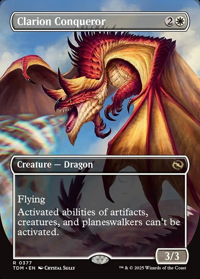 2025 Tarkir: Dragonstorm Clarion Conqueror // Clarion Conqueror [Borderless] rare #377 rare card image