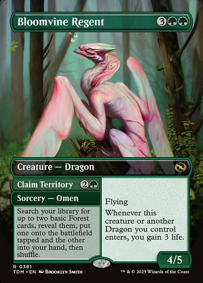 2025 Tarkir: Dragonstorm Bloomvine Regent // Claim Territory // Bloomvine Regent [Borderless] rare #381 rare card image