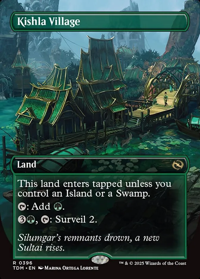 2025 Tarkir: Dragonstorm Kishla Village [Borderless] rare #396 rare card image