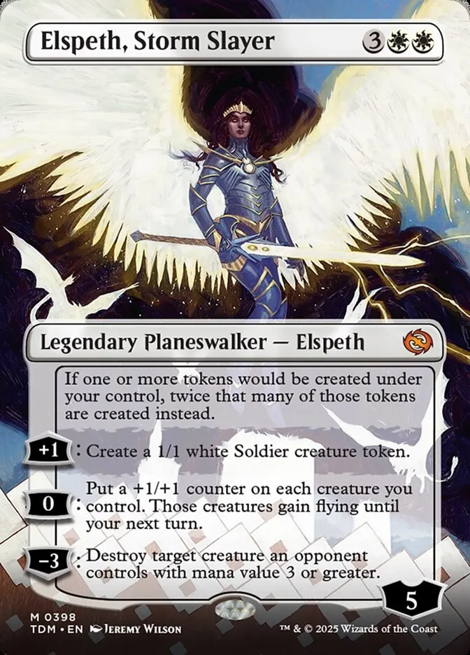 2025 Tarkir: Dragonstorm Elspeth, Storm Slayer [Borderless] mythic #398 mythic card image