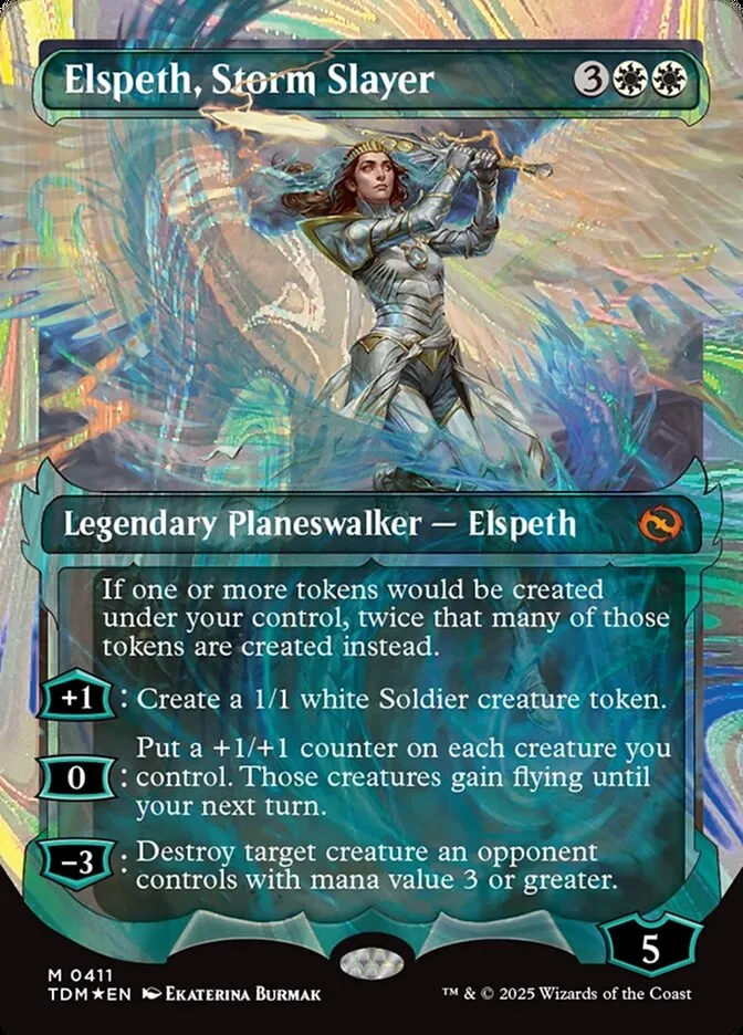 2025 Tarkir: Dragonstorm Elspeth, Storm Slayer [Showcase] mythic #411 mythic card image