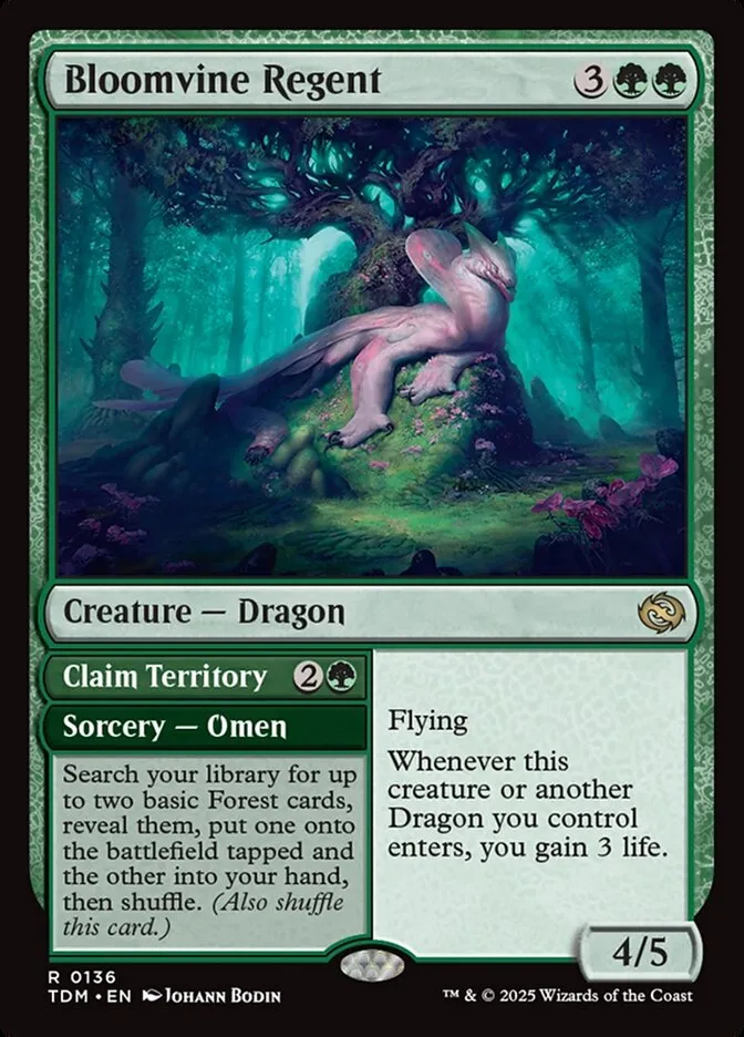 2025 Tarkir: Dragonstorm Bloomvine Regent // Claim Territory #136 rare card image