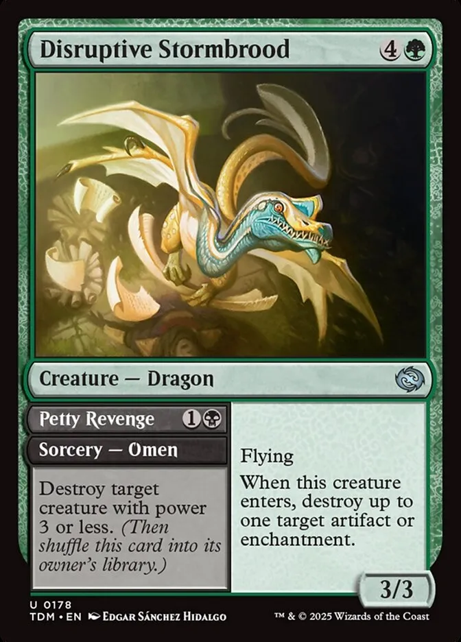 2025 Tarkir: Dragonstorm Disruptive Stormbrood // Petty Revenge #178 uncommon card image