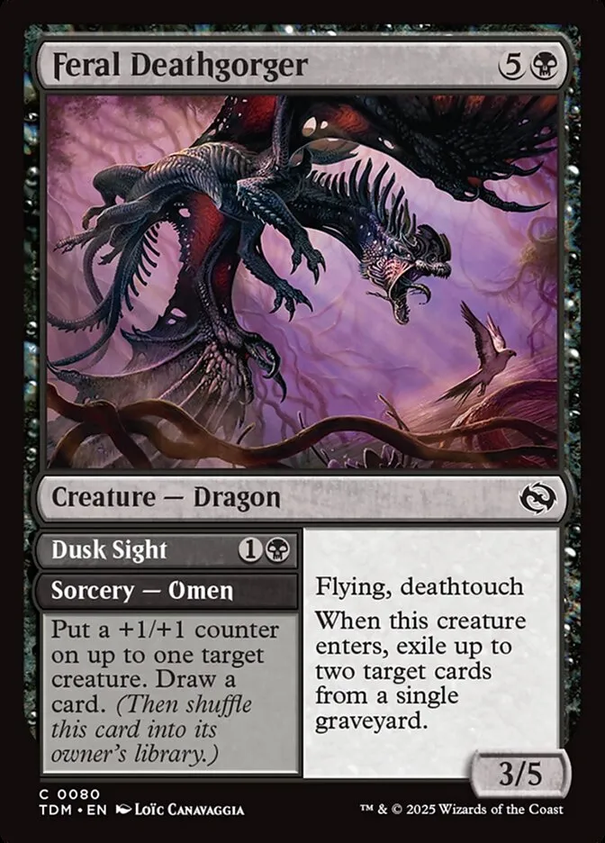 2025 Tarkir: Dragonstorm Feral Deathgorger // Dusk Sight common #80 common card image