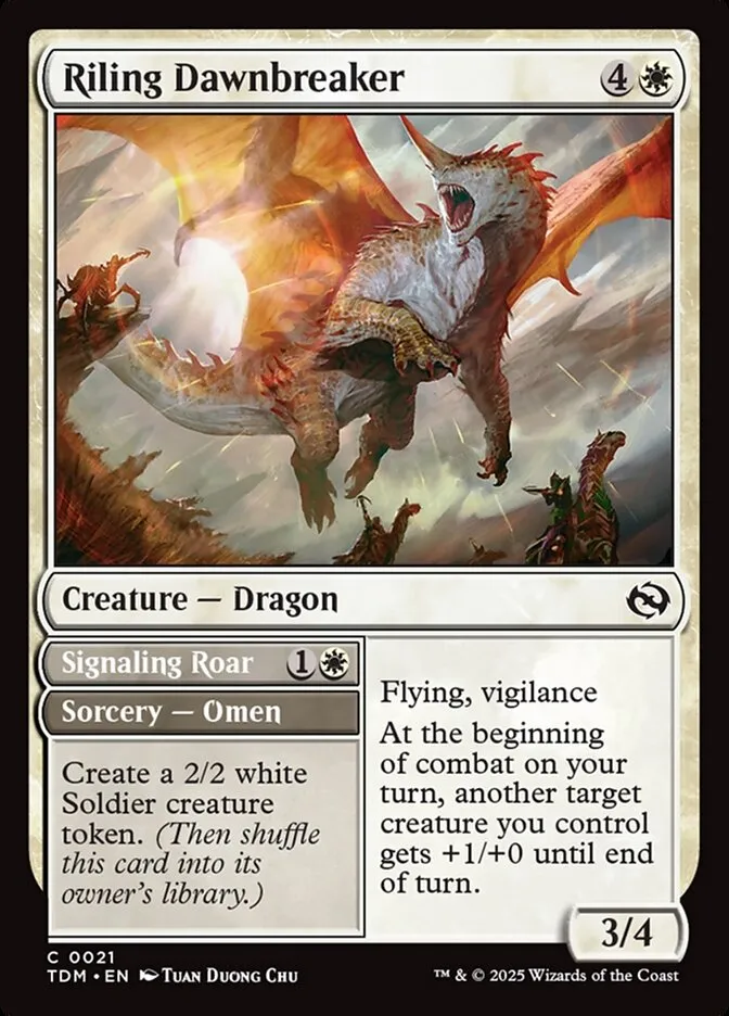 2025 Tarkir: Dragonstorm Riling Dawnbreaker // Signaling Roar common #21 common card image
