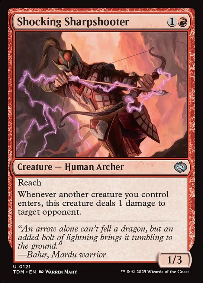 2025 Tarkir: Dragonstorm Shocking Sharpshooter #121 uncommon card image