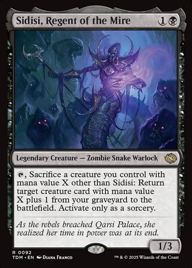 2025 Tarkir: Dragonstorm Sidisi, Regent of the Mire #92 rare card image