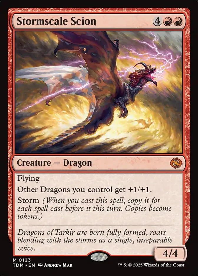 2025 Tarkir: Dragonstorm Stormscale Scion #123 mythic card image