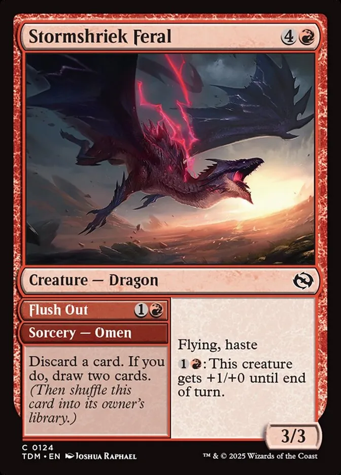 2025 Tarkir: Dragonstorm Stormshriek Feral // Flush Out #124 common card image