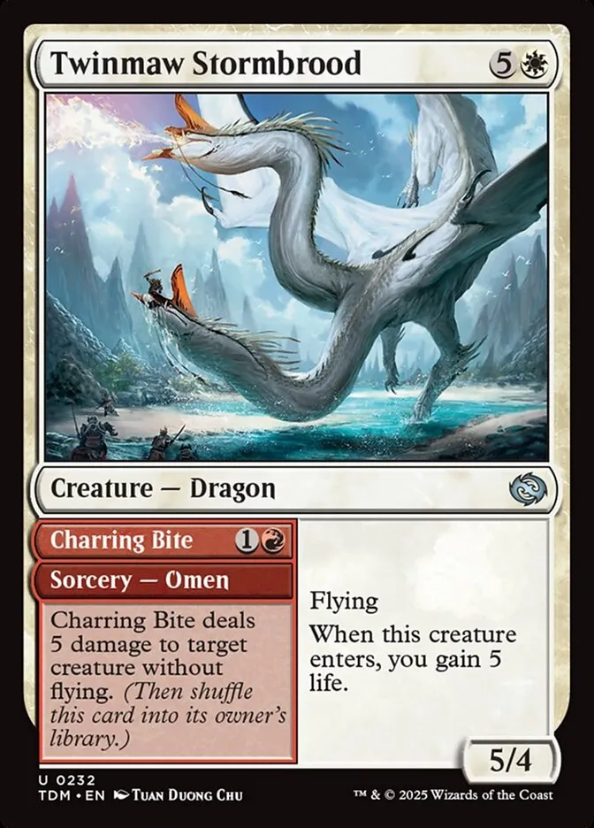 2025 Tarkir: Dragonstorm Twinmaw Stormbrood // Charring Bite #232 uncommon card image
