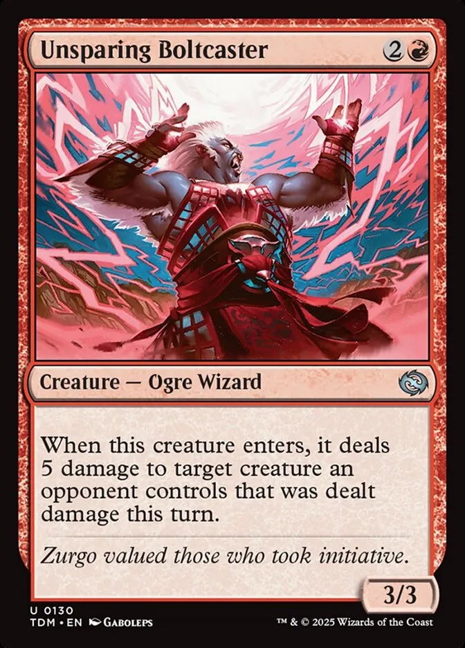 2025 Tarkir: Dragonstorm Unsparing Boltcaster #130 uncommon card image