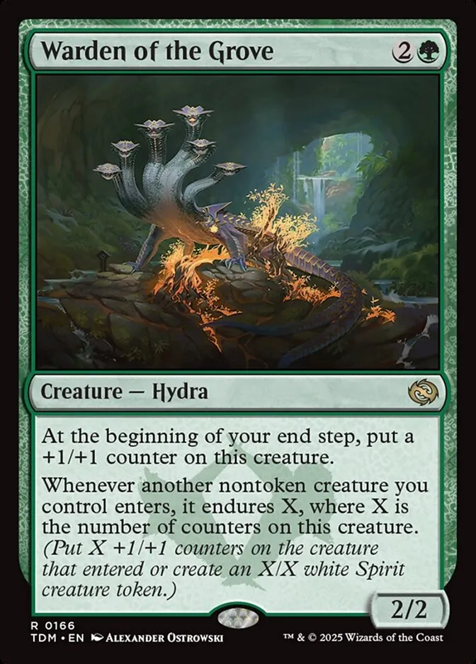 2025 Tarkir: Dragonstorm Warden of the Grove #166 rare card image