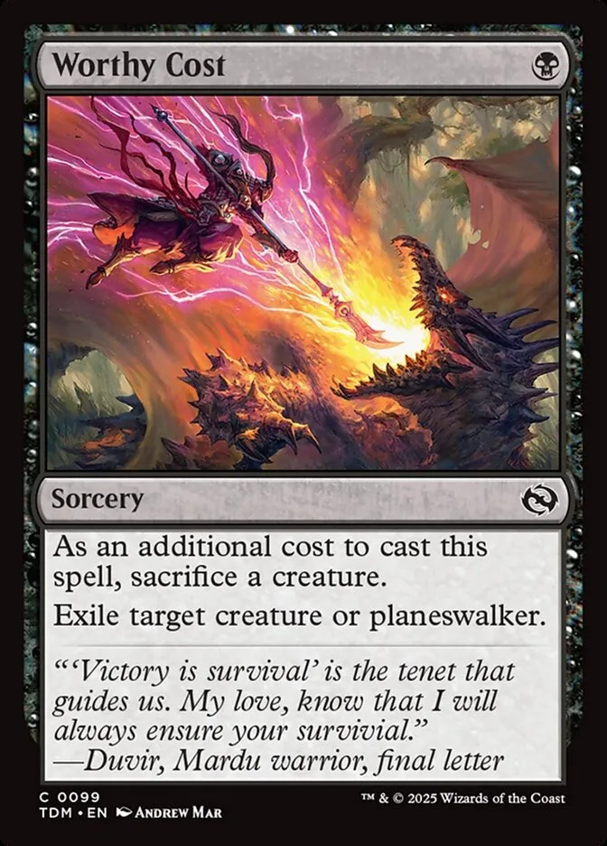 2025 Tarkir: Dragonstorm Worthy Cost #99 common card image