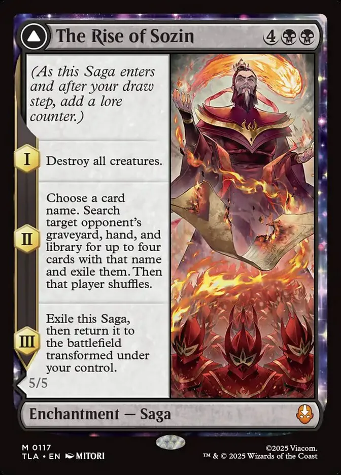 2025 Avatar: The Last Airbender The Rise of Sozin // Fire Lord Sozin #117 mythic card image